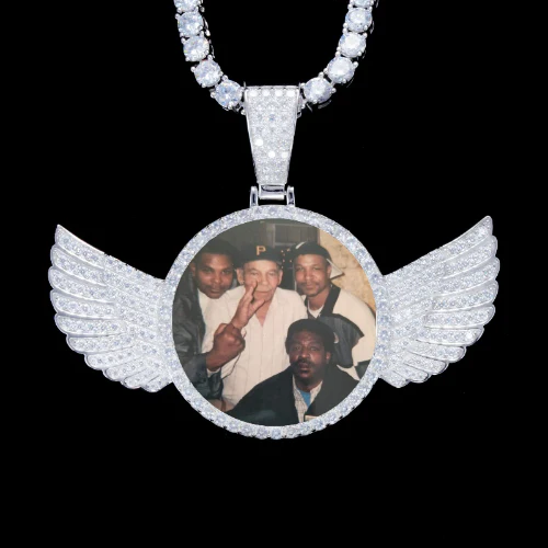 925S & VVS Moissanite 3D Wing Custom Picture Pendant