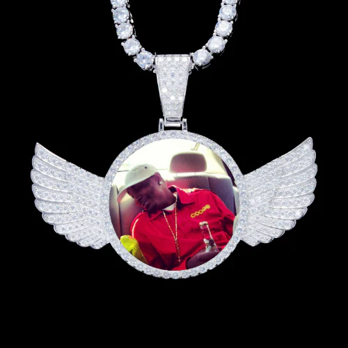 925S & VVS Moissanite 3D Wing Custom Picture Pendant