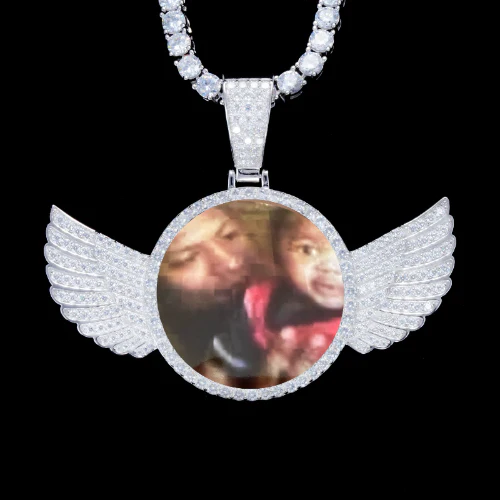 925S & VVS Moissanite 3D Wing Custom Picture Pendant