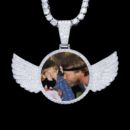 925S & VVS Moissanite 3D Wing Custom Picture Pendant