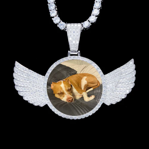 925S & VVS Moissanite 3D Wing Custom Picture Pendant