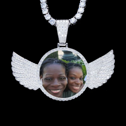 925S & VVS Moissanite 3D Wing Custom Picture Pendant