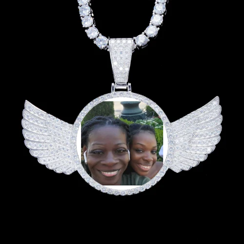 925S & VVS Moissanite 3D Wing Custom Picture Pendant
