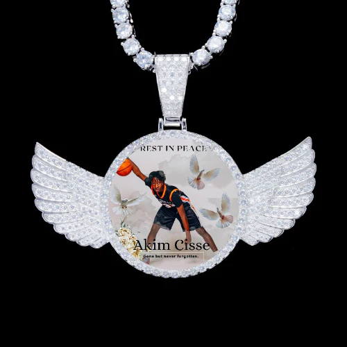 925S & VVS Moissanite 3D Wing Custom Picture Pendant