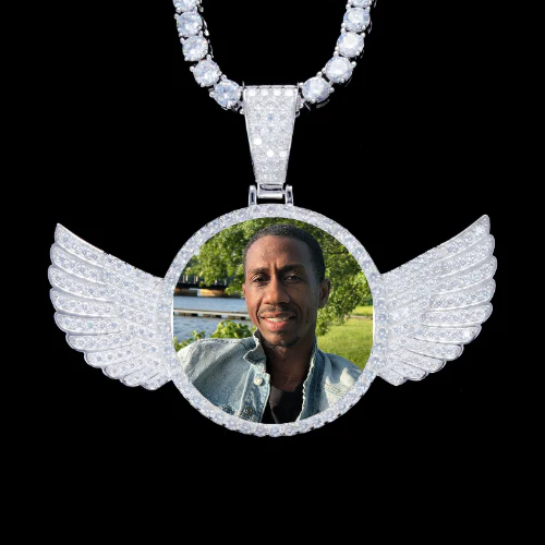 925S & VVS Moissanite 3D Wing Custom Picture Pendant