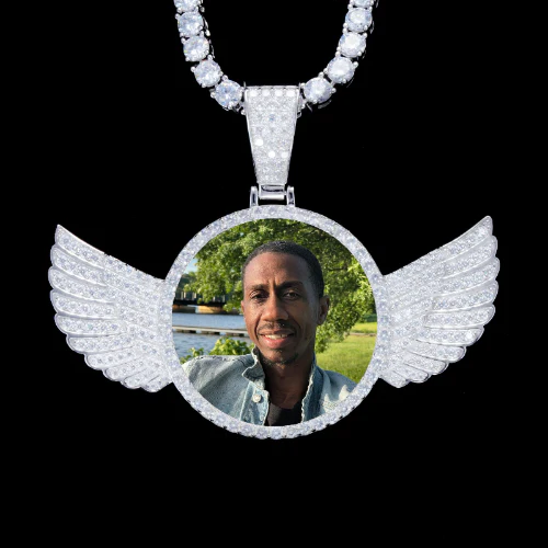 925S & VVS Moissanite 3D Wing Custom Picture Pendant