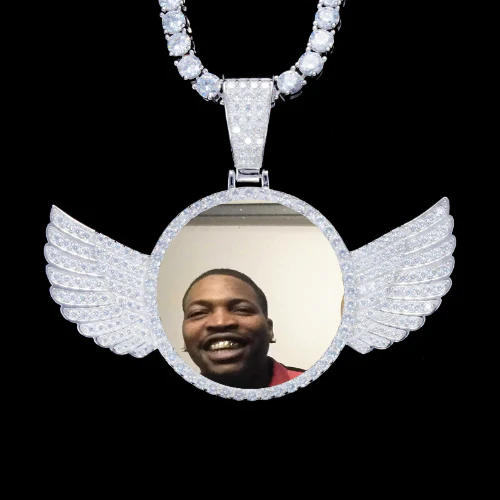 925S & VVS Moissanite 3D Wing Custom Picture Pendant