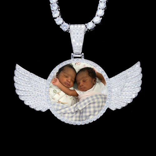 925S & VVS Moissanite 3D Wing Custom Picture Pendant