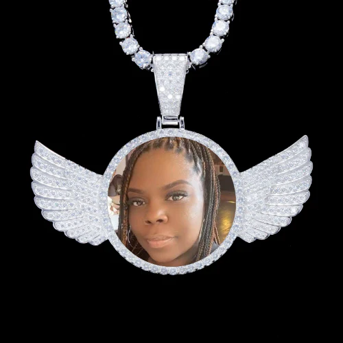 925S & VVS Moissanite 3D Wing Custom Picture Pendant