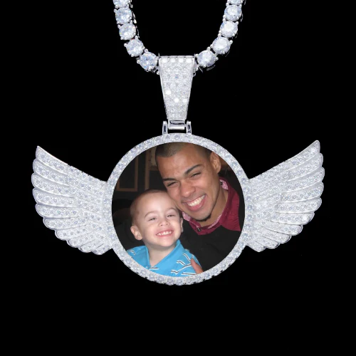 925S & VVS Moissanite 3D Wing Custom Picture Pendant