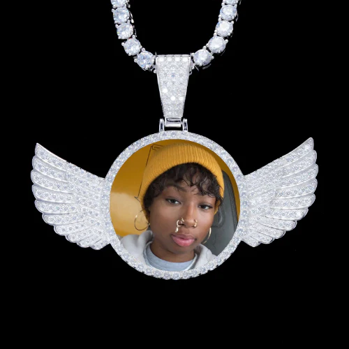 925S & VVS Moissanite 3D Wing Custom Picture Pendant