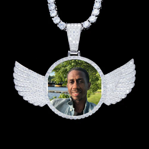 925S & VVS Moissanite 3D Wing Custom Picture Pendant