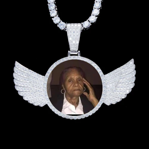 925S & VVS Moissanite 3D Wing Custom Picture Pendant