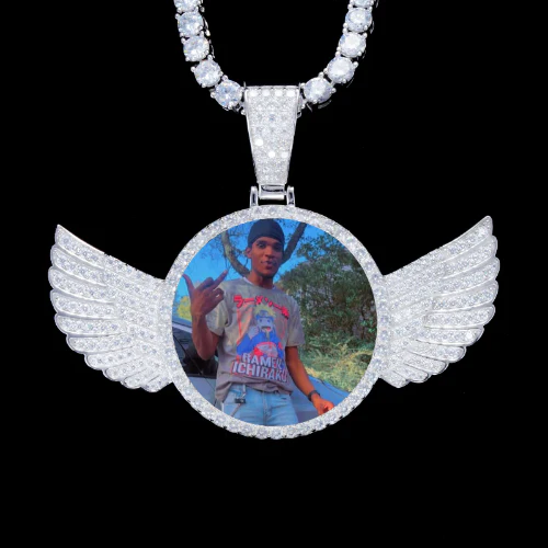 925S & VVS Moissanite 3D Wing Custom Picture Pendant