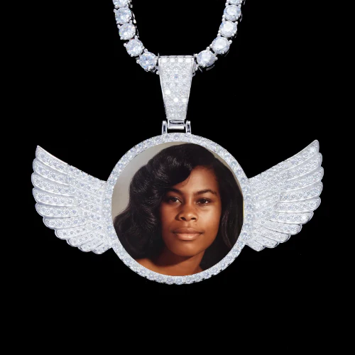 925S & VVS Moissanite 3D Wing Custom Picture Pendant