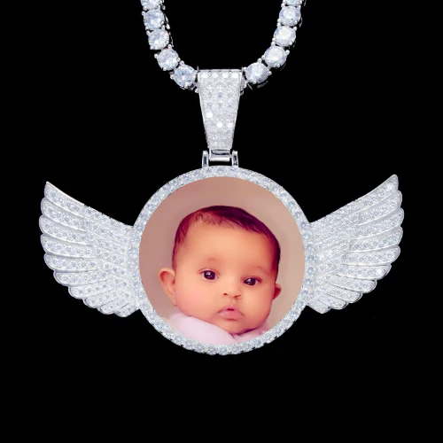 925S & VVS Moissanite 3D Wing Custom Picture Pendant