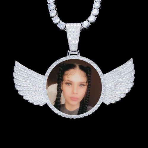 925S & VVS Moissanite 3D Wing Custom Picture Pendant