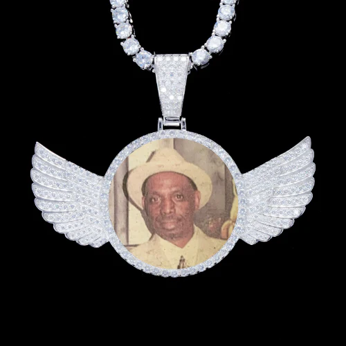925S & VVS Moissanite 3D Wing Custom Picture Pendant