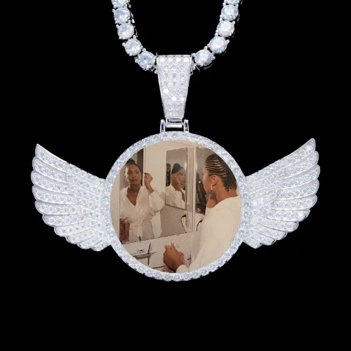 925S & VVS Moissanite 3D Wing Custom Picture Pendant
