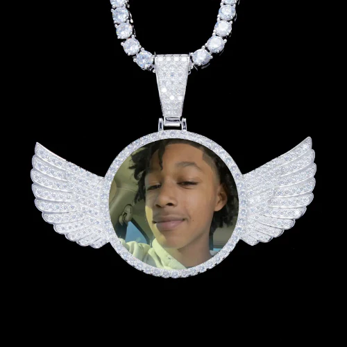 925S & VVS Moissanite 3D Wing Custom Picture Pendant