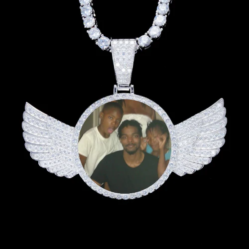 925S & VVS Moissanite 3D Wing Custom Picture Pendant