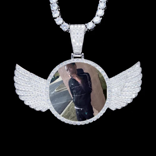 925S & VVS Moissanite 3D Wing Custom Picture Pendant