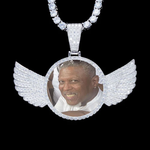 925S & VVS Moissanite 3D Wing Custom Picture Pendant