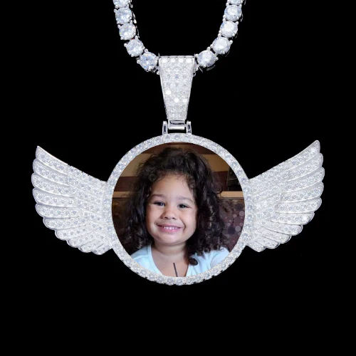 925S & VVS Moissanite 3D Wing Custom Picture Pendant