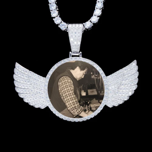 925S & VVS Moissanite 3D Wing Custom Picture Pendant