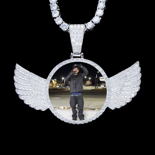 925S & VVS Moissanite 3D Wing Custom Picture Pendant