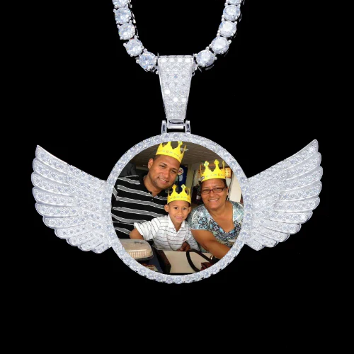 925S & VVS Moissanite 3D Wing Custom Picture Pendant