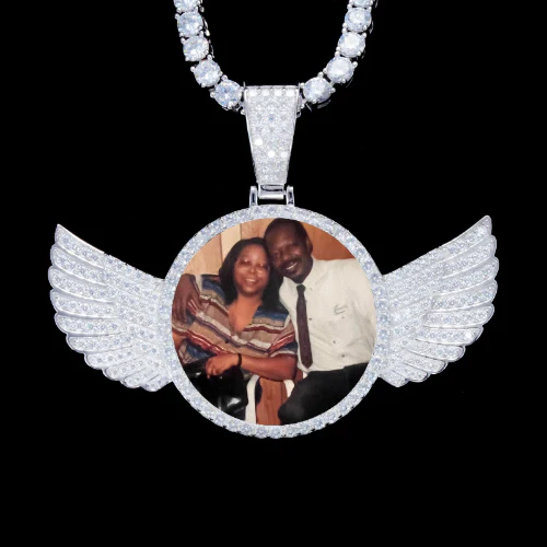 925S & VVS Moissanite 3D Wing Custom Picture Pendant