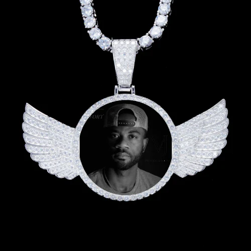 925S & VVS Moissanite 3D Wing Custom Picture Pendant