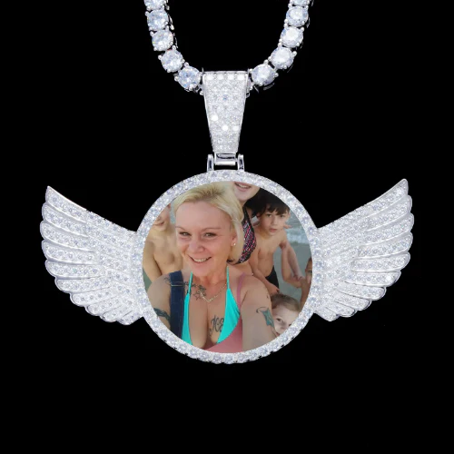 925S & VVS Moissanite 3D Wing Custom Picture Pendant