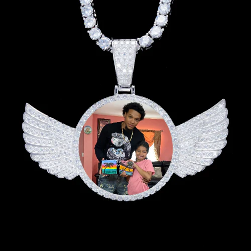 925S & VVS Moissanite 3D Wing Custom Picture Pendant