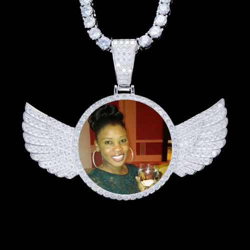 925S & VVS Moissanite 3D Wing Custom Picture Pendant