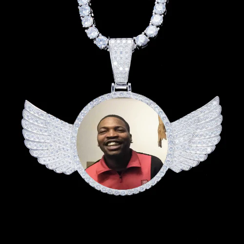 925S & VVS Moissanite 3D Wing Custom Picture Pendant