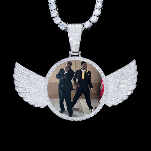 925S & VVS Moissanite 3D Wing Custom Picture Pendant