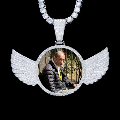925S & VVS Moissanite 3D Wing Custom Picture Pendant