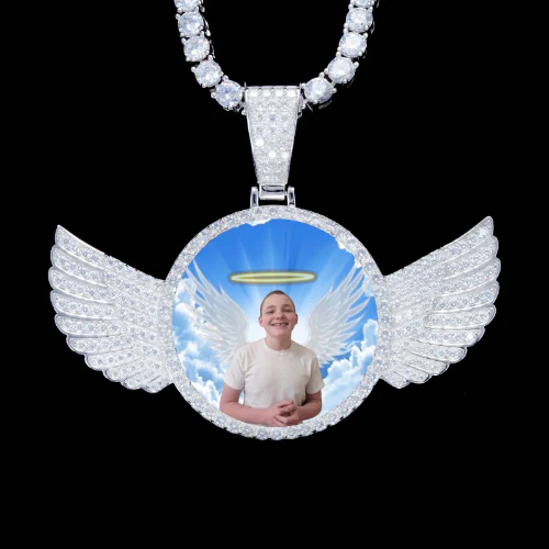 925S & VVS Moissanite 3D Wing Custom Picture Pendant