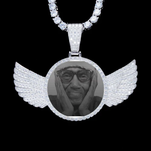925S & VVS Moissanite 3D Wing Custom Picture Pendant
