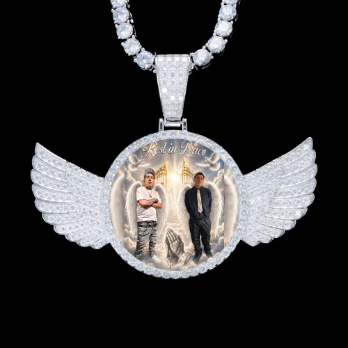 925S & VVS Moissanite 3D Wing Custom Picture Pendant