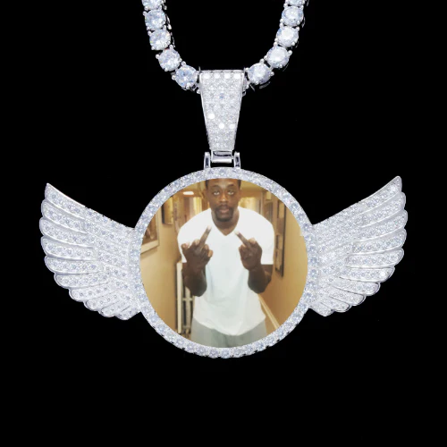 925S & VVS Moissanite 3D Wing Custom Picture Pendant