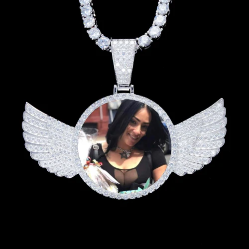 925S & VVS Moissanite 3D Wing Custom Picture Pendant