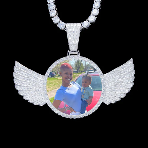 925S & VVS Moissanite 3D Wing Custom Picture Pendant