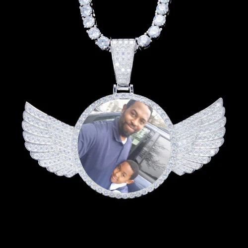 925S & VVS Moissanite 3D Wing Custom Picture Pendant