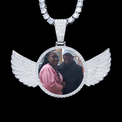 925S & VVS Moissanite 3D Wing Custom Picture Pendant