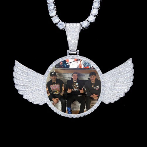 925S & VVS Moissanite 3D Wing Custom Picture Pendant