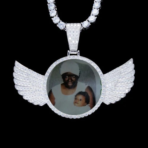 925S & VVS Moissanite 3D Wing Custom Picture Pendant