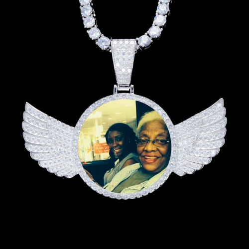925S & VVS Moissanite 3D Wing Custom Picture Pendant